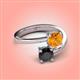 4 - Jianna 6.00 mm Cushion Citrine and Round Black Diamond 2 Stone Promise Ring 