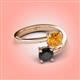 4 - Jianna 6.00 mm Cushion Citrine and Round Black Diamond 2 Stone Promise Ring 