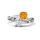 1 - Jianna 6.00 mm Cushion Citrine and Round White Sapphire 2 Stone Promise Ring 