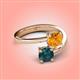 4 - Jianna 6.00 mm Cushion Citrine and Round London Blue Topaz 2 Stone Promise Ring 