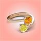 4 - Jianna 6.00 mm Cushion Citrine and Round Yellow Diamond 2 Stone Promise Ring 