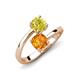 5 - Jianna 6.00 mm Cushion Citrine and Round Yellow Diamond 2 Stone Promise Ring 