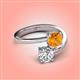 4 - Jianna 6.00 mm Cushion Citrine and IGI Certified Round Lab Grown Diamond 2 Stone Promise Ring 