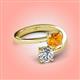 4 - Jianna 6.00 mm Cushion Citrine and Round Forever Brilliant Moissanite 2 Stone Promise Ring 
