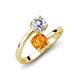 5 - Jianna 6.00 mm Cushion Citrine and Round Forever Brilliant Moissanite 2 Stone Promise Ring 