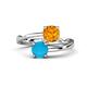 1 - Jianna 6.00 mm Cushion Citrine and Round Turquoise 2 Stone Promise Ring 