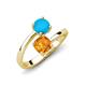 5 - Jianna 6.00 mm Cushion Citrine and Round Turquoise 2 Stone Promise Ring 