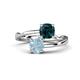 1 - Jianna 6.00 mm Cushion London Blue Topaz and Round Aquamarine 2 Stone Promise Ring 
