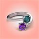 4 - Jianna 6.00 mm Cushion London Blue Topaz and Round Amethyst 2 Stone Promise Ring 
