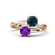 1 - Jianna 6.00 mm Cushion London Blue Topaz and Round Amethyst 2 Stone Promise Ring 
