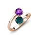 5 - Jianna 6.00 mm Cushion London Blue Topaz and Round Amethyst 2 Stone Promise Ring 