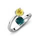 5 - Jianna 6.00 mm Cushion London Blue Topaz and Round Lab Created Yellow Sapphire 2 Stone Promise Ring 