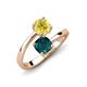 5 - Jianna 6.00 mm Cushion London Blue Topaz and Round Lab Created Yellow Sapphire 2 Stone Promise Ring 