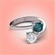 4 - Jianna 6.00 mm Cushion London Blue Topaz and Round White Sapphire 2 Stone Promise Ring 