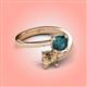 4 - Jianna 6.00 mm Cushion London Blue Topaz and Round Smoky Quartz 2 Stone Promise Ring 
