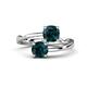 1 - Jianna 6.00 mm Cushion and Round London Blue Topaz 2 Stone Promise Ring 