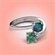 4 - Jianna 6.00 mm Cushion London Blue Topaz and Round Lab Created Alexandrite 2 Stone Promise Ring 