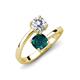 5 - Jianna 6.00 mm Cushion London Blue Topaz and Round Forever Brilliant Moissanite 2 Stone Promise Ring 