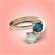 4 - Jianna 6.00 mm Cushion London Blue Topaz and Round Opal 2 Stone Promise Ring 