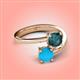 4 - Jianna 6.00 mm Cushion London Blue Topaz and Round Turquoise 2 Stone Promise Ring 