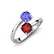 5 - Jianna 6.00 mm Cushion Red Garnet and Round Tanzanite 2 Stone Promise Ring 