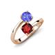 5 - Jianna 6.00 mm Cushion Red Garnet and Round Tanzanite 2 Stone Promise Ring 