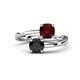 1 - Jianna 6.00 mm Cushion Red Garnet and Round Black Diamond 2 Stone Promise Ring 