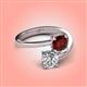 4 - Jianna 6.00 mm Cushion Red Garnet and Round Forever Brilliant Moissanite 2 Stone Promise Ring 
