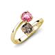 5 - Jianna 6.00 mm Cushion Smoky Quartz and Round Pink Tourmaline 2 Stone Promise Ring 