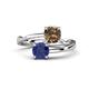 1 - Jianna 6.00 mm Cushion Smoky Quartz and Round Iolite 2 Stone Promise Ring 