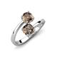 5 - Jianna 6.00 mm Cushion and Round Smoky Quartz 2 Stone Promise Ring 