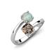 5 - Jianna 6.00 mm Cushion Smoky Quartz and Round Opal 2 Stone Promise Ring 