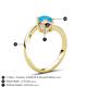 6 - Jianna 6.00 mm Cushion Smoky Quartz and Round Turquoise 2 Stone Promise Ring 