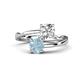 1 - Jianna GIA Certified 6.00 mm Cushion Natural Diamond and Round Aquamarine 2 Stone Promise Ring 