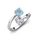 5 - Jianna GIA Certified 6.00 mm Cushion Natural Diamond and Round Aquamarine 2 Stone Promise Ring 