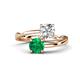 1 - Jianna GIA Certified 6.00 mm Cushion Natural Diamond and Round Emerald 2 Stone Promise Ring 