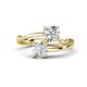 1 - Jianna GIA Certified 6.00 mm Cushion Natural Diamond and Round White Sapphire 2 Stone Promise Ring 