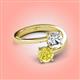 4 - Jianna GIA Certified 6.00 mm Cushion Natural Diamond and Round Yellow Diamond 2 Stone Promise Ring 