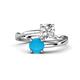 1 - Jianna GIA Certified 6.00 mm Cushion Natural Diamond and Round Turquoise 2 Stone Promise Ring 