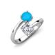 5 - Jianna GIA Certified 6.00 mm Cushion Natural Diamond and Round Turquoise 2 Stone Promise Ring 