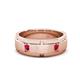 1 - Laken 0.24 ctw (2.50 mm) Round Ruby Satin Finished Center and Polished Edges with Grooved Lines Men Wedding Band 