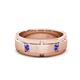 1 - Laken 0.24 ctw (2.50 mm) Round Tanzanite Satin Finished Center and Polished Edges with Grooved Lines Men Wedding Band 