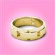 3 - Laken 0.16 ctw (2.50 mm) Round Citrine Satin Finished Center and Polished Edges with Grooved Lines Men Wedding Band 
