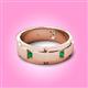 3 - Laken 0.16 ctw (2.50 mm) Round Emerald Satin Finished Center and Polished Edges with Grooved Lines Men Wedding Band 