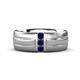 1 - LeBron 0.17 ctw Round Blue Sapphire with Brushed and Polished Finish 8.00 mm Three Stone Men's Wedding Band 