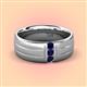 2 - LeBron 0.17 ctw Round Blue Sapphire with Brushed and Polished Finish 8.00 mm Three Stone Men's Wedding Band 