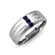 3 - LeBron 0.17 ctw Round Blue Sapphire with Brushed and Polished Finish 8.00 mm Three Stone Men's Wedding Band 