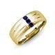 3 - LeBron 0.17 ctw Round Blue Sapphire with Brushed and Polished Finish 8.00 mm Three Stone Men's Wedding Band 