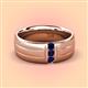 2 - LeBron 0.17 ctw Round Blue Sapphire with Brushed and Polished Finish 8.00 mm Three Stone Men's Wedding Band 