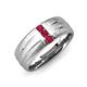 3 - LeBron 0.17 ctw Round Ruby with Brushed and Polished Finish 8.00 mm Three Stone Men's Wedding Band 